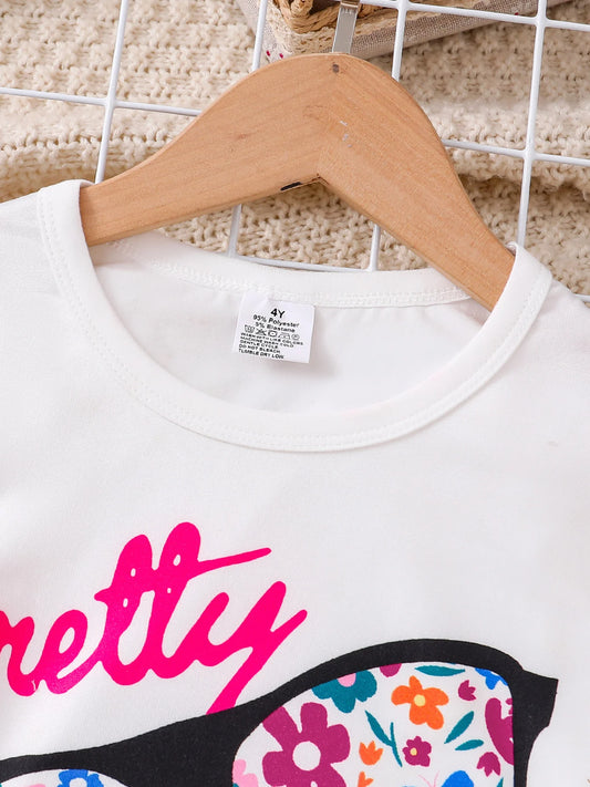 Girls'summer 2 pcs outfit-Tshirt & floral pants.